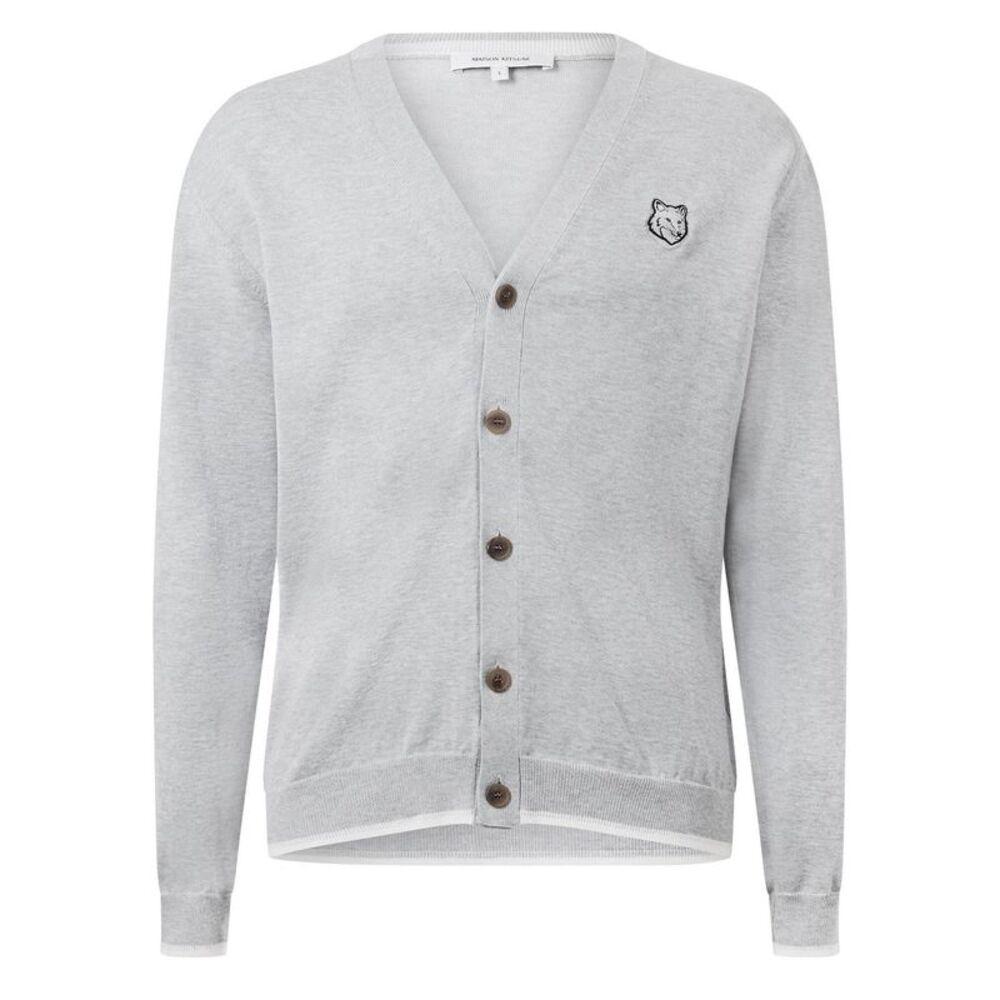 Maison Kitsuné Mens Fox Head Cardigan / Gray